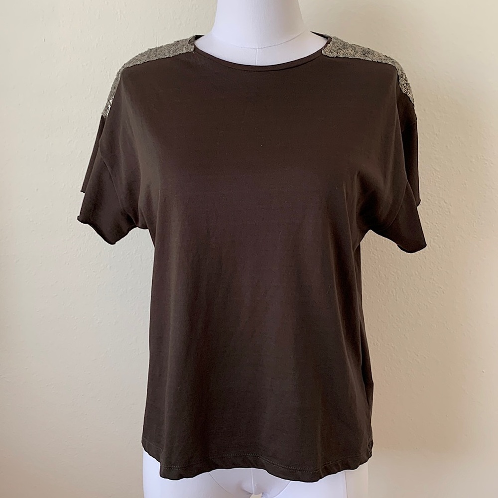 Zara Sequin Shoulder Top